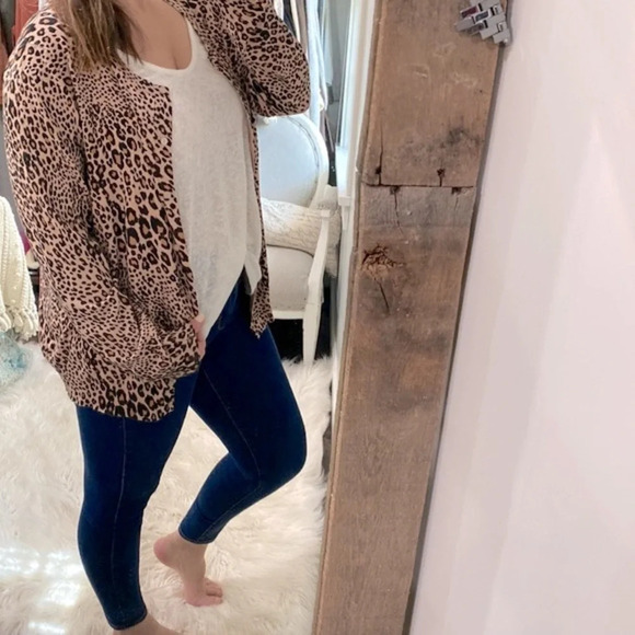 Time & Tru leopard print knit cardigan size XXlarge new with tags - Picture 4 of 10